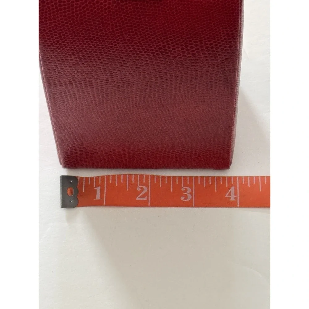 Wolf Designs Red Vintage Pebble Leather Folded Travel Jewelry Box